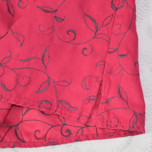 Sag Harbor Microfiber Button Jacket Collar Shirt Blouse Embroidered Hot Pink M - Picture 6 of 12